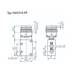 Zawór mechaniczny 3/2 G1/8, przycisk kryty zielony
