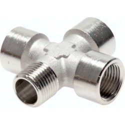 Czwórnik G1/4(GW)-R1/4(GZ), mosiądz niklowany