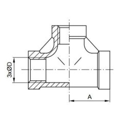 Trójnik gwintowany Rp 1" GW, stal nierdzewna (AISI316)