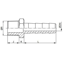 Króciec do węża R 1/2 GZ, średnica 10 mm, stal nierdzewna (AISI316)