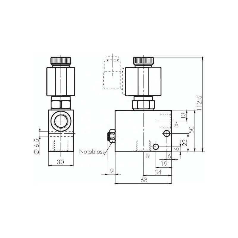 2/2-drogowy zawór, bez napiecia otwarty (NO), jednostronny