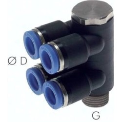 Rozdzielacz wtykowy czterokrotny G3/8-12 (oring)