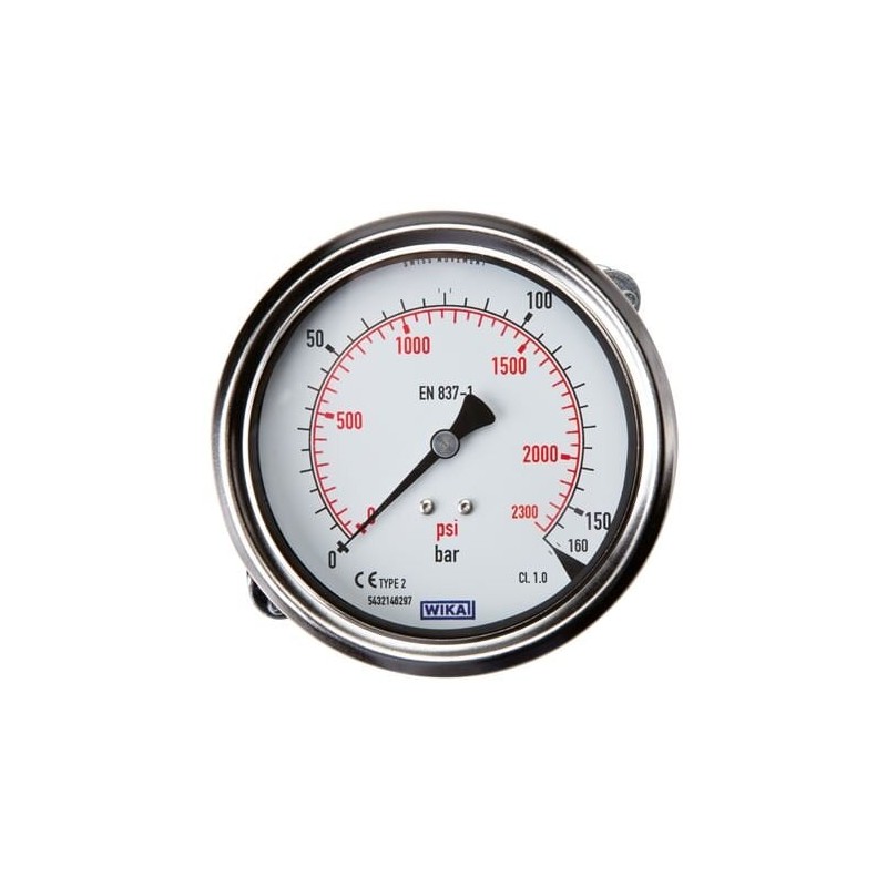 Manometr do zabudowy z pierścieniem przednim, D100, 0 - 250 bar