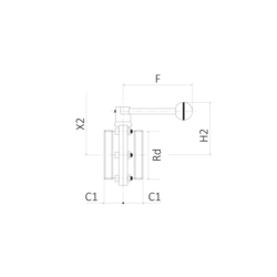 Zawór motylkowy GEA DN 65 GEA T-smart 722 GEA Hygienic Butterfly Valve Type 722, Male/Male, 304/EPDM, DIN, bez uchwytu, DN 65, R