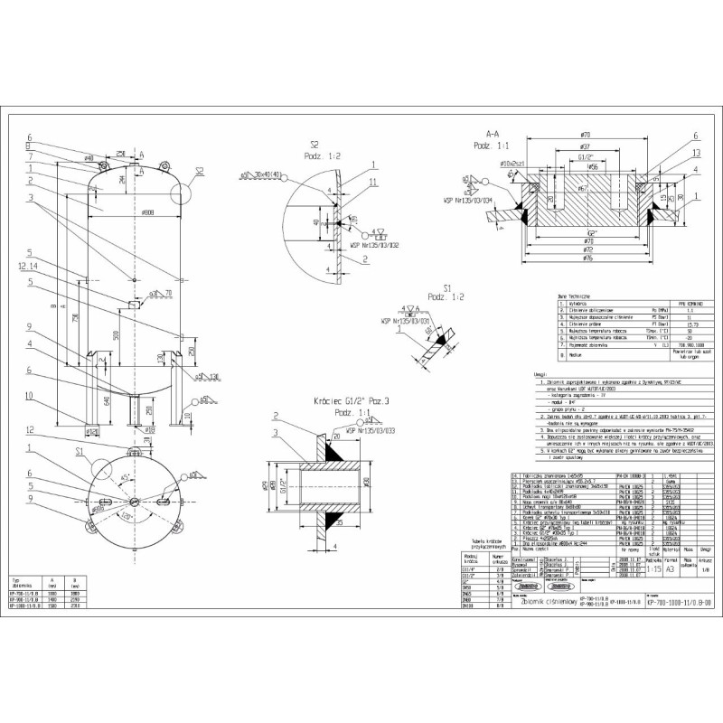 Zbiornik ciśnieniowy Komino KP -1000 litrów -11/0,8