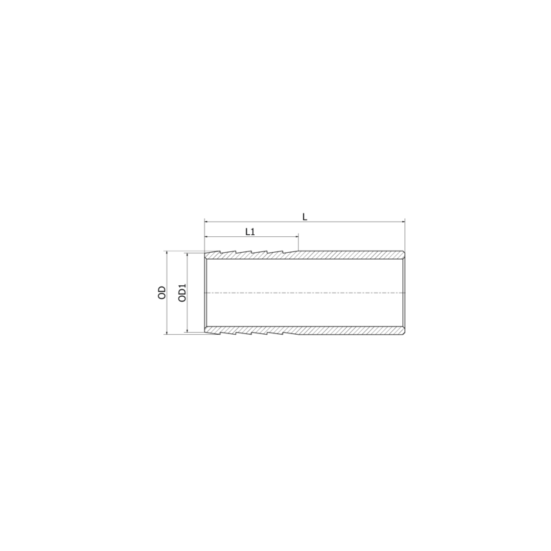 Tuleja do węża do spawania 3/8" x 70 mm, 316L