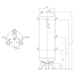 Zbiornik ciśnieniowy pionowy 475 litrów, 21 bar, ocynk, CE - CSC Baglioni
