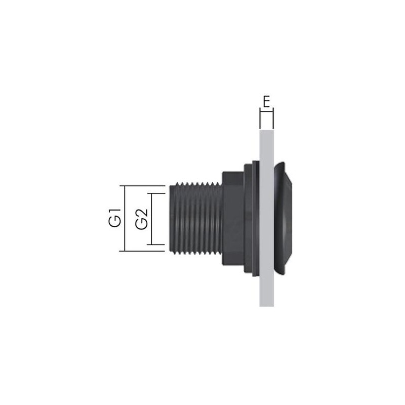 Złącze do zbiornika G 1-1/2" (GZ) - G 1-1/4" (GW), PP