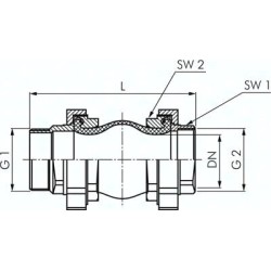 Kompensator z gwintami, DN40, R 1 1/2"(GZ)/G 1 1/4"(GW), NBR