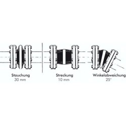Kompensator z gwintami, DN40, R 1 1/2"(GZ)/G 1 1/4"(GW), NBR