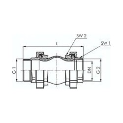 Kompensator z gwintami, DN40, R 1 1/2"(GZ)/G 1 1/4"(GW), NBR