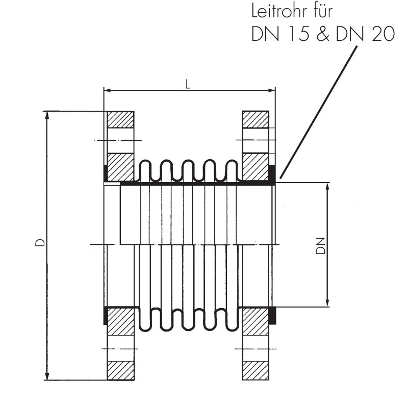 Kompensator, DN200/PN10, Edelstahl 1.4404