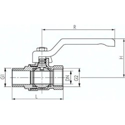 Zawór kulowy, mosiądz, Eco-Line, R/Rp 1/4 (GZ/GW), PN25