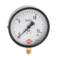 Manometr 100 mm 1/4" 0-16 bar klasa dokładności 2.5 - przyłącze dolne