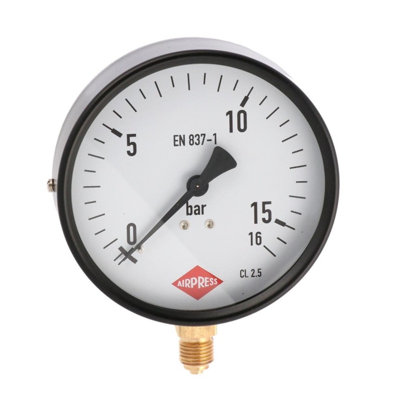 Manometr 100 mm 1/4" 0-16 bar klasa dokładności 2.5 - przyłącze dolne