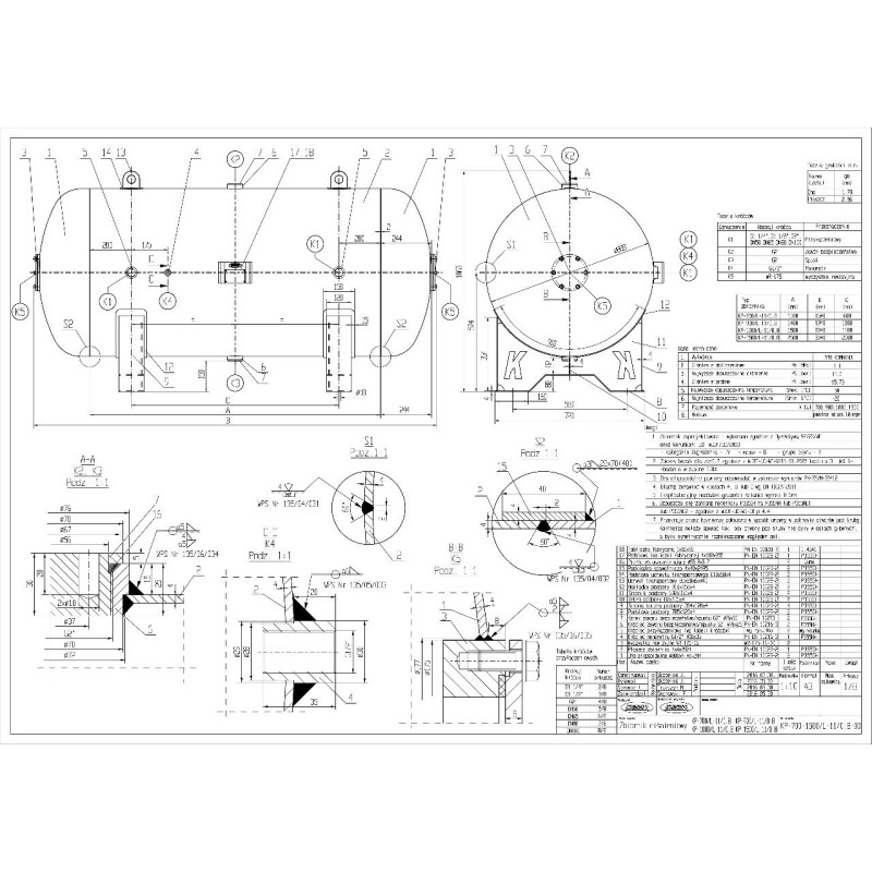 Zbiornik ciśnieniowy Poziomy Komino KP-1000/L-11