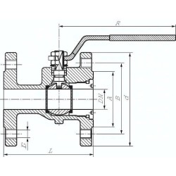 Zawór kulowy kołnierzowy, korpus odlewany, DN 50 / PN16