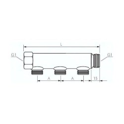 Listwa rozdzielająca, G 1"(GW/GZ), 4 wyjścia G1/2