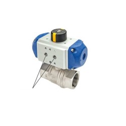 Zawór kulowy z napędem pneum. zamykany spręż., mosiądz, Rp1/4