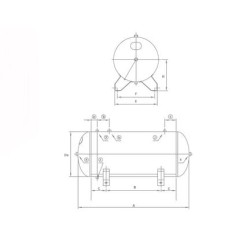 Zbiornik poziomy z płytą 270 litrów, 11 bar, ocynk - CSC Baglioni