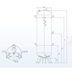 Zbiornik ciśnieniowy pionowy 1000 litrów, 12 bar, ALM - CSC Baglioni