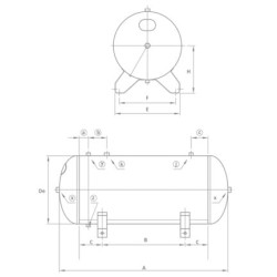 Zbiornik ciśnieniowy poziomy 200 litrów, 11 bar, ALM - CSC Baglioni
