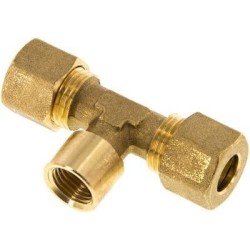 Srubunek trójnikowy z pierscieniami zaciskowymi G 1/4"-10mm, mosiadz