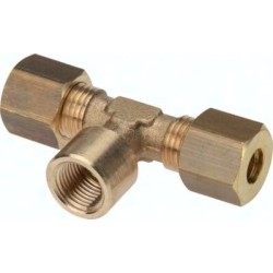 Srubunek trójnikowy z pierscieniami zaciskowymi G 1/4"-10mm, mosiadz