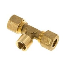 Srubunek trójnikowy z pierscieniami zaciskowymi G 1/4"-10mm, mosiadz