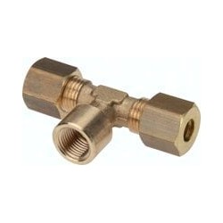 Srubunek trójnikowy z pierscieniami zaciskowymi G 1/4"-10mm, mosiadz