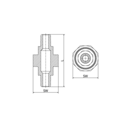 Śrubunek z uszczelką 1/2" PTFE GZ/GZ, 4408, ISO 7-1R, BSP