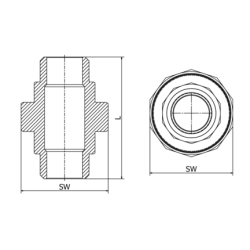 Śrubunek z uszczelką 2" PTFE GZ/GZ, 4408, ISO 7-1R, BSP