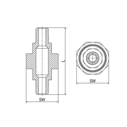 Śrubunek z uszczelką 1/8" PTFE GZ/GZ, 4408, ISO 7-1R, BSP