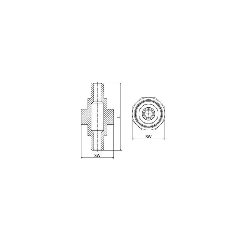 Śrubunek z uszczelką 1/8" PTFE GZ/GZ, 4408, ISO 7-1R, BSP