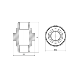 Śrubunek z uszczelką 3" PTFE GZ/GZ, 4408, ISO 7-1R, BSP