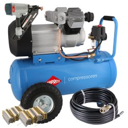 Kompresor dwutłokowy LM 50-350 + zestaw gwoździarka i akcesoria