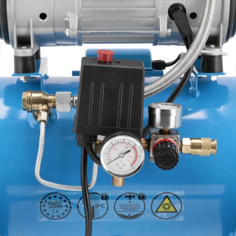 Cichy kompresor LMO 25-250 + zestaw z pistoletem do przedmuchu i wężem pneumatycznym