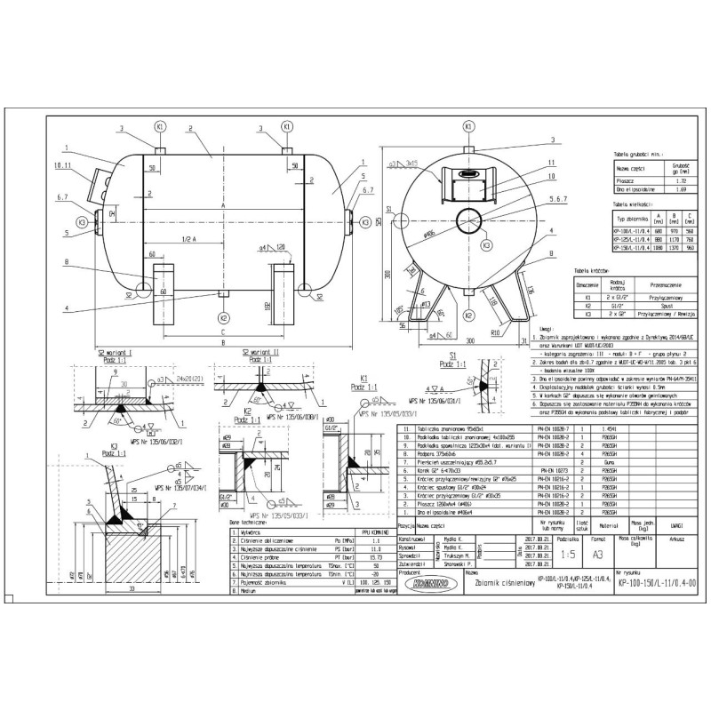 Zbiornik  KPA-120/L-13/0,4