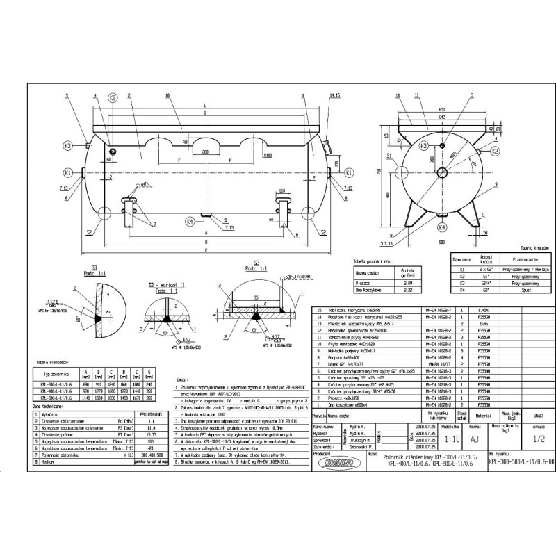 Zbiornik  COM-500/L-11/0,6