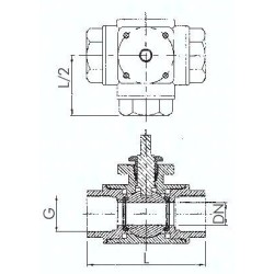 Zawór kulowy 3-drogowy pod napęd, stal nierdzewna, G 1 1/2", typ T