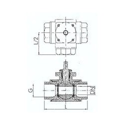 Zawór kulowy 3-drogowy pod napęd, stal nierdzewna, G 1 1/2", typ T