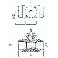 Zawór kulowy 3-drogowy pod napęd, stal nierdzewna, G 2", typ T
