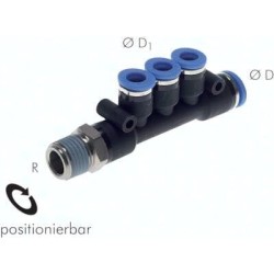 Rozdzialacz wtykowy R1/4-6-4 gw. zew. 3 wyjścia (teflon)