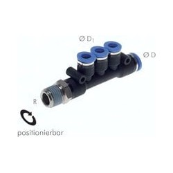 Rozdzialacz wtykowy R1/4-6-4 gw. zew. 3 wyjścia (teflon)