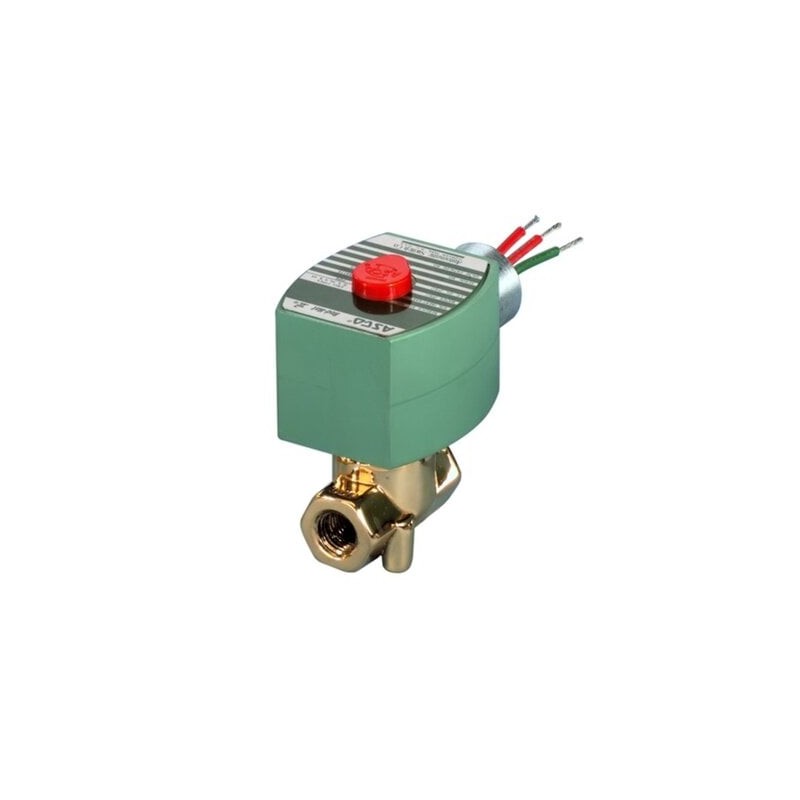 Elektrozawór bezpośredniego działania 2/2 NC 1/4, DN8, mosiądz, NBR, 10.5W, klasa cewki F, IP65 - ASCO