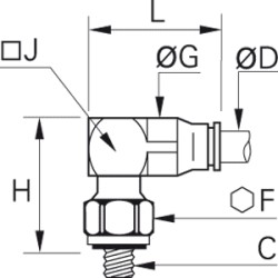 Złącze kątowe 90° z gwintem 3 mm M5x0,8 (3299 03 19) - Legris