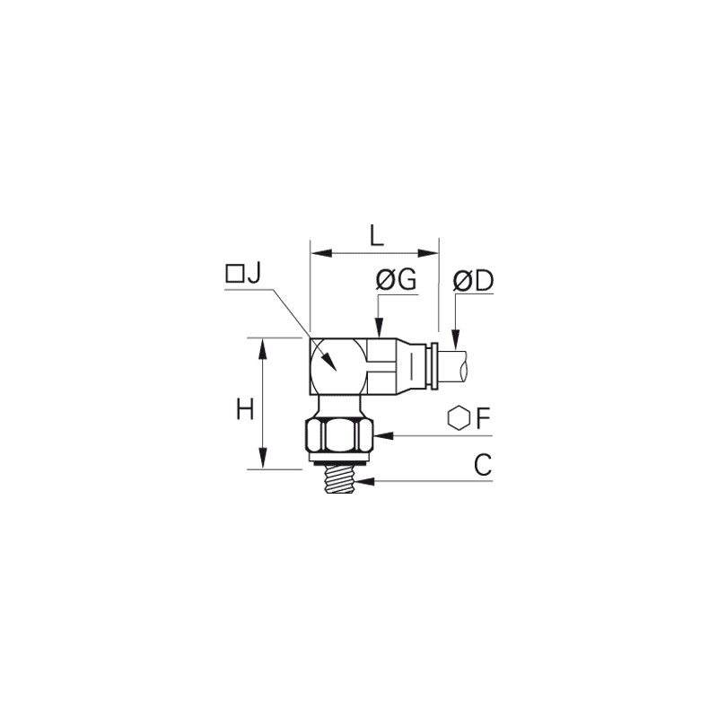 Złącze kątowe 90° z gwintem 3 mm M5x0,8 (3299 03 19) - Legris