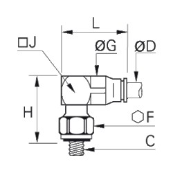 Złącze kątowe 90° z gwintem 3 mm M5x0,8 (3299 03 19) - Legris