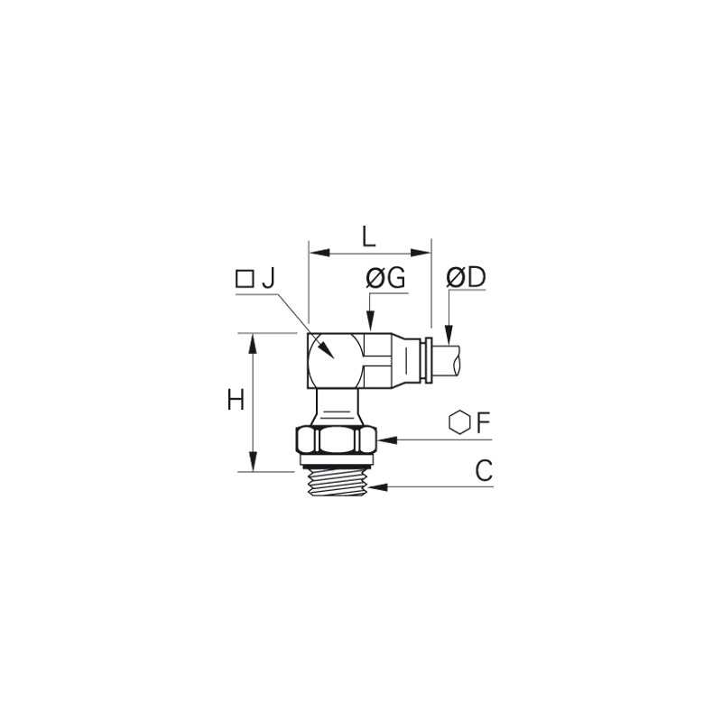 Złącze kątowe 90° z gwintem 3 mm M3x0,5 (3229 03 09) - Legris