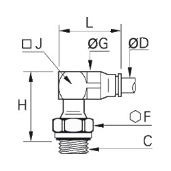 Złącze kątowe 90° z gwintem 3 mm M5x0,8 (3229 03 19) - Legris